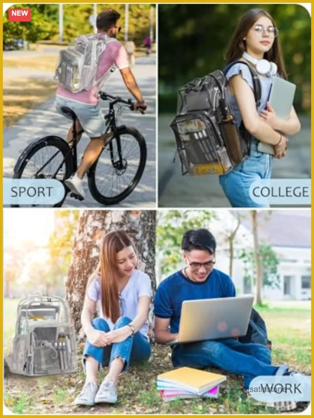 Heavy Duty 17 Inch Clear TPU Backpack with Multiple Pockets for School Work